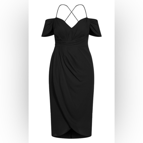 City Chic Entwine Tulip Drape Dress Black Size 14 Cocktail Party Summer Wedding - Picture 16 of 16